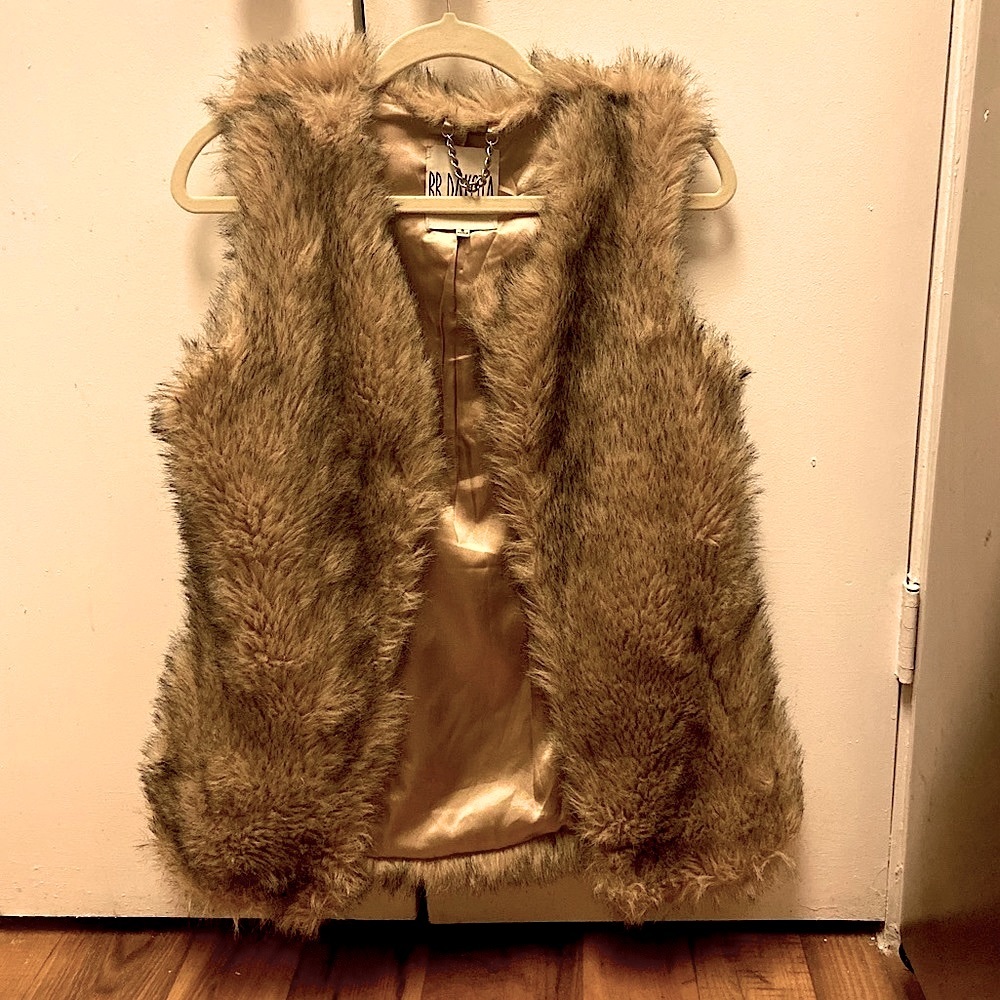 BB Dakota Camel Faux Fur Vest